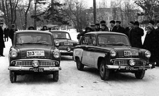 Illustration for article titled Moskvich-Driving Soviet Heroes Take On Capitalist Stooges In International Rally Competition